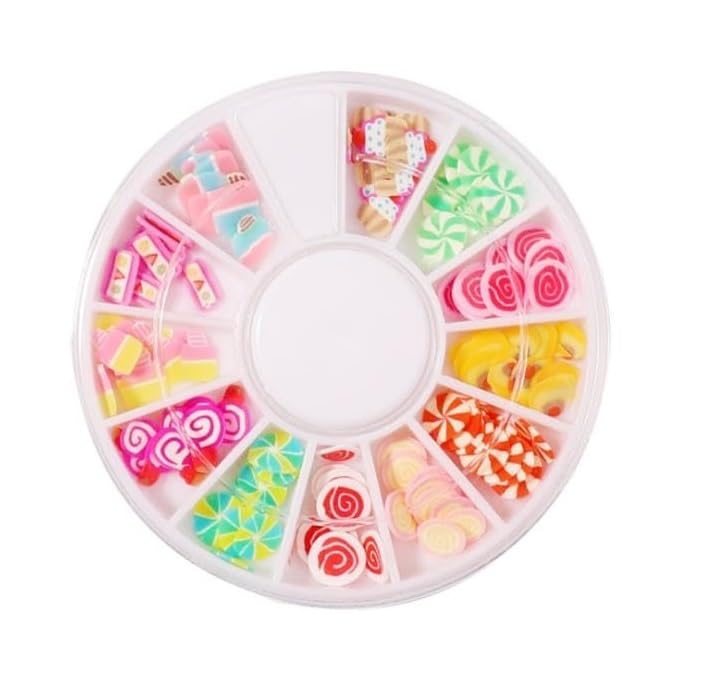 D.B.Z.® Nail Art Slices - Polymer 3D Fruit Slices, Fruit Candy Flower Star Heart Slices Polymer Clay for DIY Crafts Nail Art Lip Gloss Cellphone Decoration