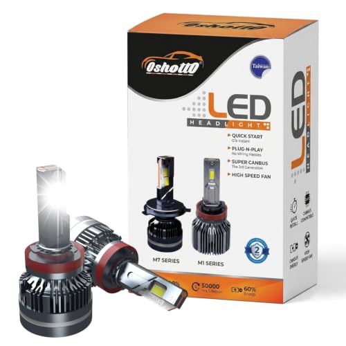 Image of Oshotto M7 Series H8 /H9 /H11 /H16 430 Watt (215W+215W) LED Headlight /Foglight Bulb, 40000Lumens 6500K Cool White, with 2 Year Warranty (Pack of 2)