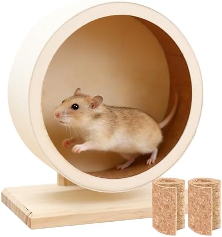 Rueda para HáMsters Madera18 Cm, Silenciosa HáMsters, Animales PequeñOs con 2 Almohadillas Antideslizantes, Roedores HáMsters, Jerbos Y Chinchillas