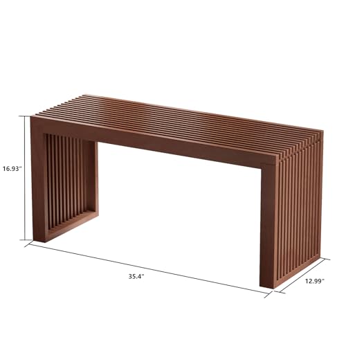 Image of APRTAT Bamboo Dining Bench 35 Inch Indoor Wooden Shoe Benches for Entryway | Entryway Shoe Rack Bench.,Solid Bamboo Benches,for Living Room, Hallway, Bedroom, Bathroom,Easy Assemble,Slatted Design,