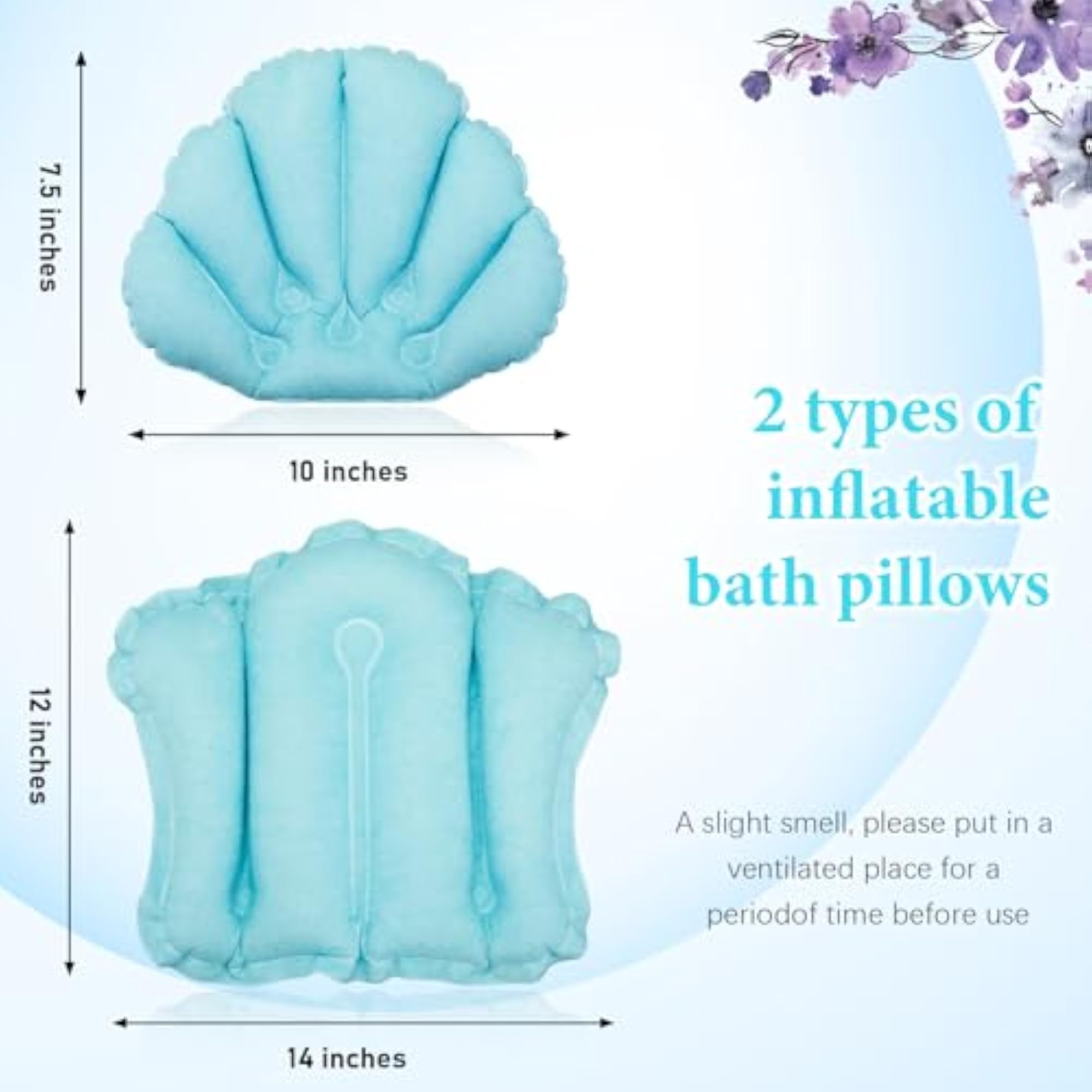 Inflatable Bath Pillow for Tub, Set of 2
