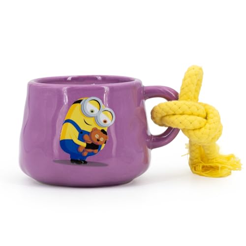 Minions Bob & Tim Bougie parfumée dans tasse avec cordon (200 g) - Tasse en céramique réutilisable - Durée de combustion 40 h - Décoration et idée cadeau