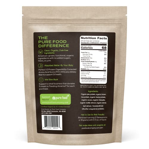 image for Pure Food: Plant Based Protein Powder with Probiotics | Organic, Clean