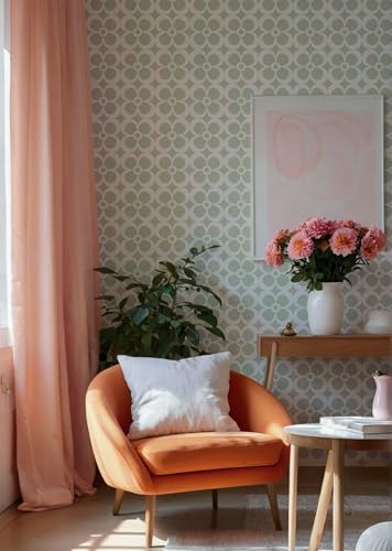 PINKIPO® Mod Daisy - Plantillas XL para Pared y Piso, 2 Piezas, Reutilizables, Patrón Floral Retro Escandinavo, Incluye Plantilla de Borde miniatura 4