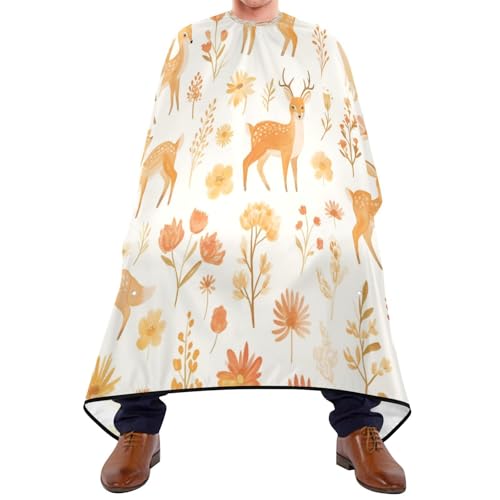 Kigai Deer Flowers Hair Cutting Cape for Men & Women Waterproof Barber Cape Professional Hairdressing Salon Styling Apron with Adjustable Closure Snap