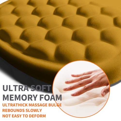 Image of Ergonomic Joint Wrist Support Mouse Pad with Memory Foam Cushion Massage Bump, Carpal Tunnel Pain Relief Mousepad Slope Design for Wrist Rest, 11.8x7.9 in, Goldenrod