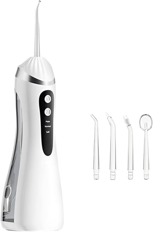 Cordless USB Rechargeable Water Flosser Oral Irrigator 4 in 1 Electric High Pressure Pulse Teeth Cleaner with 3