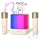 Mini-Karaoke-Maschine Kinder singendes Spielzeug für Jungen und Mädchen, tragbarer Bluetooth-Lautsprecher mit 2 kabellosen Mikrofonen, Karaoke-Mikrofon mit Sprachwechsler & LED-Partylichtern