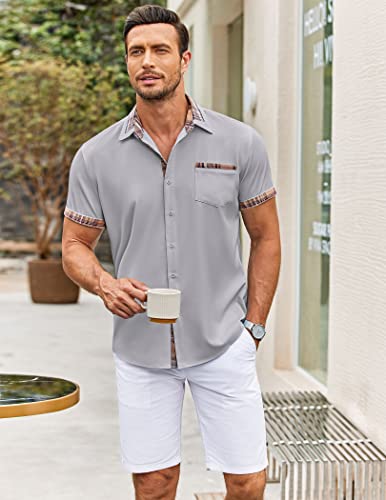 Chemise d'été décontractée pour homme en gris clair taille M - 3