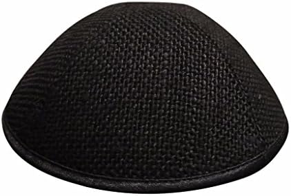 iKippah Pattern Black Burlap 8 inch Yarmulke