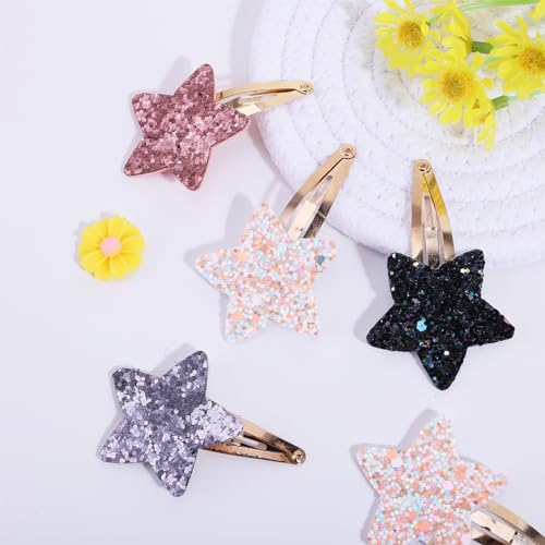 Teaaha 572346_1_QJELDXTU 8 Pcs Cute Star Clips Metal Snap Hair Pins Sparkly Fashion Hair Barrettes Styling Y2K Accessories thumb #5