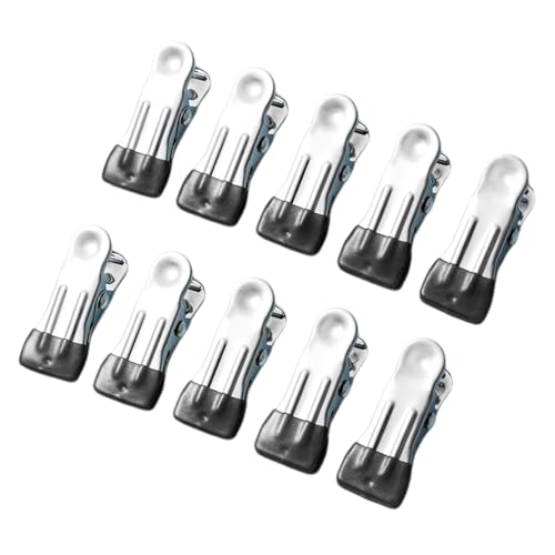 LckCryspho ビーチタオルクリップ10個セット ? ステンレス製で耐風設計、屋外キャンプや海水浴に最適 (ブラック)