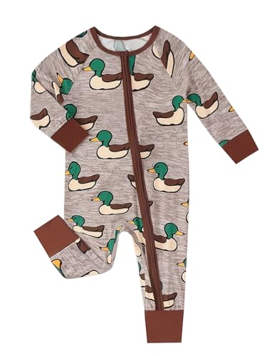 Image of MOSSRIVER Bamboo Viscose Baby Long Sleeve Romper, Cute Pumpkin Prints Zipper Footless Jumpsuit, Toddler One-Piece Outfits