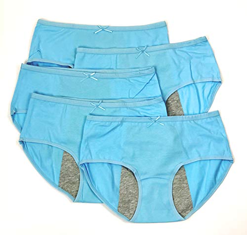 Luna Cup Menstrual Underwear Breathable Period Panties Postartum Inconvience Panty, Pack of 5, for Women Girls (S/M, 5 Blue)