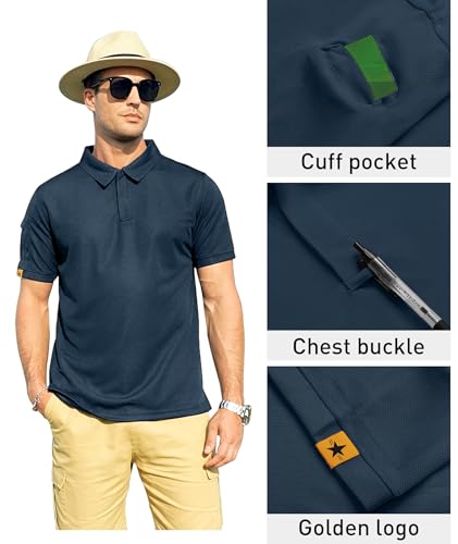 Image of ZITY Mens Polo Shirt Short Sleeve Sports Tactical T-Shirt Athletic Golf Polos Daily Casual Stylish Collared Shirts for Men