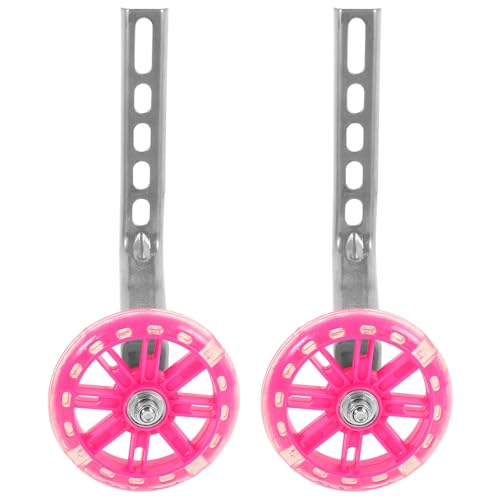 Ruedas de entrenamiento para bicicleta con LED rosa intermitente, ruedas auxiliares de balance para soporte y seguridad de principiantes miniatura 1