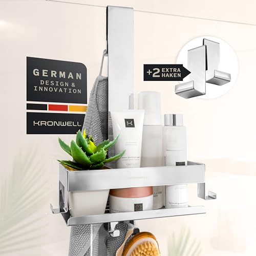 KRONWELL® Duschablage zum Hängen - rostfrei + 2 zusätzliche Haken -...