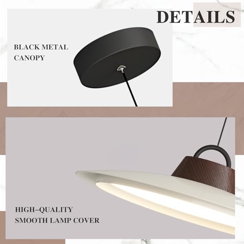 Image of BOKT Large Led Pendant Lights Kitchen Island Unique Adjustable Pendant Lamp Industrial White Light Fixture with Dome Lampshade for Bathroom Bedroom Hallway
