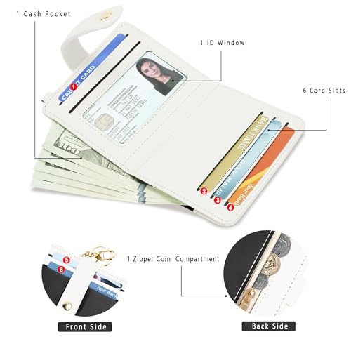 Image of Airkit Small Wallet Women RFID, PU Leather Card Holder with Keychain | Slim Compact Zipper Coin Purse for Ladies, Travel Holiday Gifts for Mom, Cute Mini Bifold Wallets
