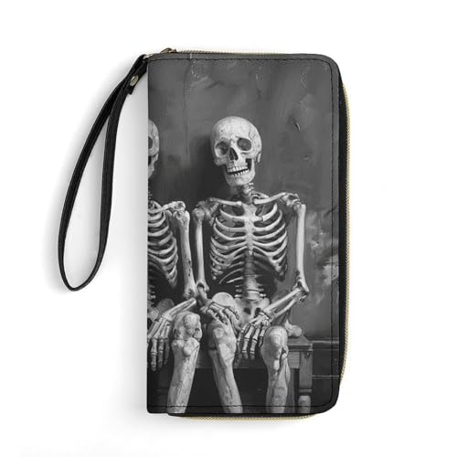Portefeuille en cuir souple anti perte grand format zippé pour femme