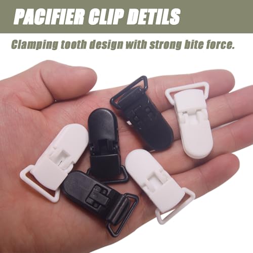 Image of 20-Pack Pacifier Clip Replacement Ends - BPA-Free Plastic Fasteners for DIY Baby Crafts, Sewing Bibs & Blankets Straps (3 /4 Inch, Black)