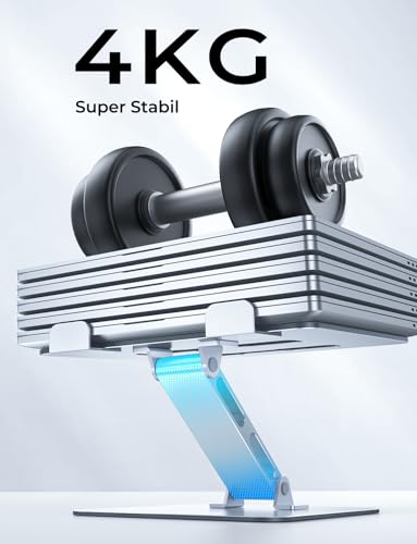 CIRYCASE Laptop Ständer Höhenverstellbar & Ergonomischer, Faltbarer Aluminium Laptop Stand, Stabiler & Tragbare Laptopständer, Notebook Ständer Tastaturablage Kompatibel mit MacBook Pro, HP (10–16”)