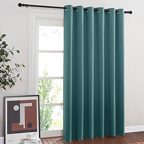 NICETOWN Blackout Room Darkening Window Curtain - Thermal Insulated Solid Grommet Blackout Curtain/Drape for Living Room (Sea Teal, Single Panel, 80 by 84-inch)
