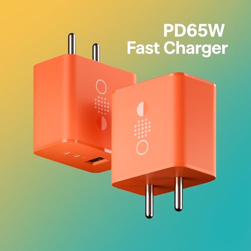 Image of CMF Original 65W GaN Trio Fast Charger Adapter | 3-Port USB-C & USB-A Wall Charging Adaptor | Compatible with CMF Phone 1 /2 /2 Pro /2A /3 & Galaxy S25+ /S25 /S24 Ultra /S24+ /S24- Orange