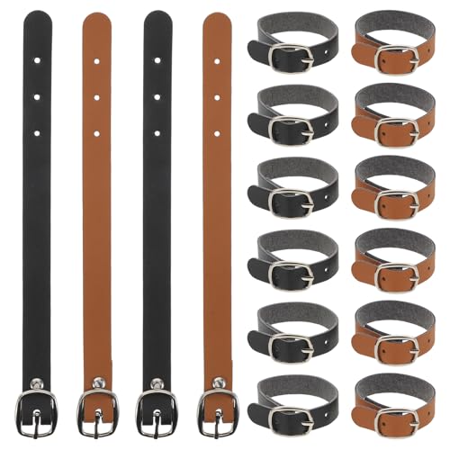 ifundom 20 Correas de Cuero Sintético con Hebilla para Etiquetas de Equipaje, 18 Cm, Paquete de 20 Unidades en Negro y Marrón, Cordones para Maletas, Mochilas y Accesorios de