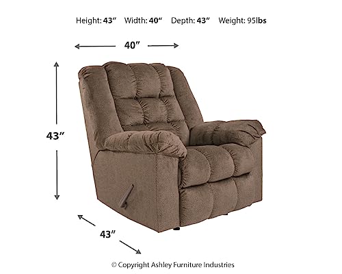Signature Design By Ashley Drakestone Tufted Manual Rocker Recliner With Lumber Heat And Massage, Light Brown 43D X 40W X 43H In #TOP2