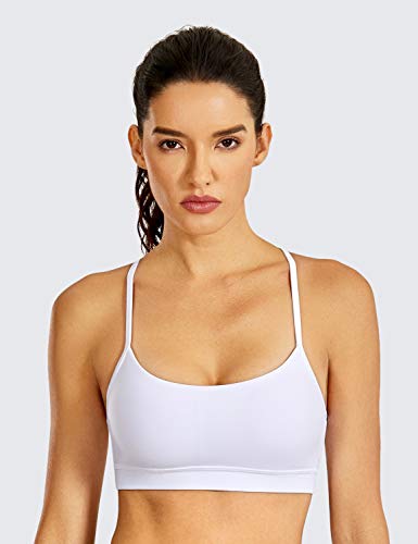 Image of CRZ YOGA Y Back Womens Sports Bra - Padded Racerback Spaghetti Thin Strap Low Impact Workout Sexy Low Cut Yoga Bra
