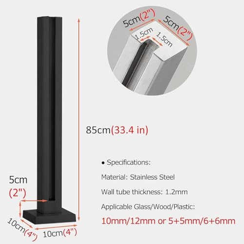 Montaje en suelo para barandilla de vidrio de 83 cm 3
