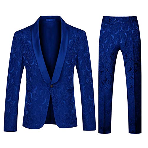 Costume deux pièces homme en jacquard avec col châle pour grandes occasions