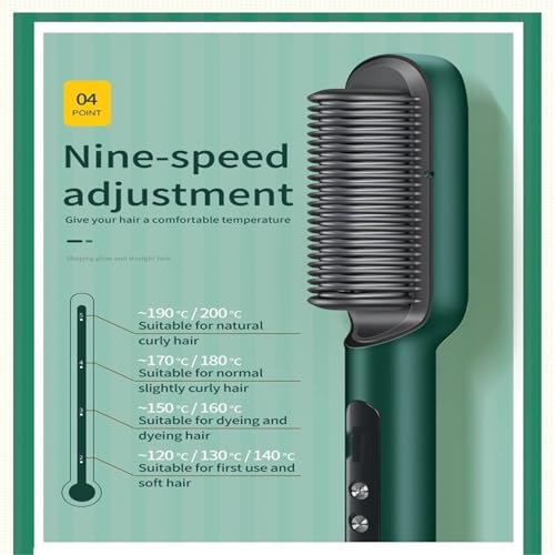 Plancha para el cabello y cepillo alisador 2 en 1 con tecnología cerámica, anti-quemaduras, con gancho para colgar y cable giratorio de 360° miniatura 7