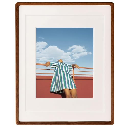 FLECHAZO 11x14 Walnut Wood Frame with Mat for 5x7 & 8x10