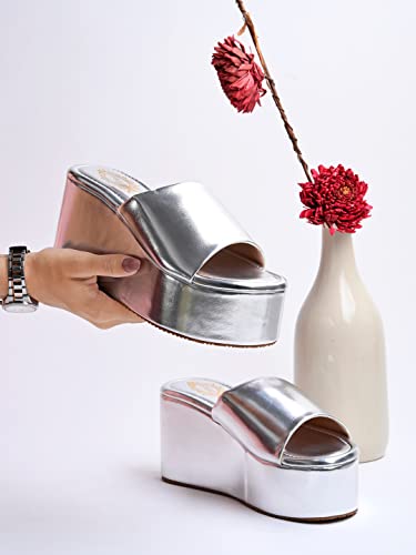 Image of Shoetopia girls Little Silver Wedge Sandal - 6 UK (Girls-Little-Silver)