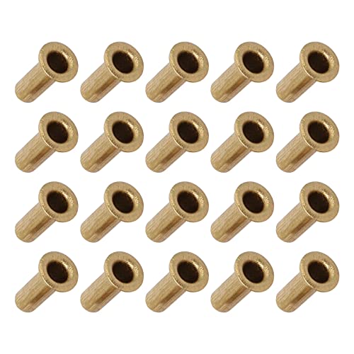 METALLIXITY Through Hole Rivet (M3x8mm) 100Pcs, Brass Plated Metal Hollow Rivet Nuts