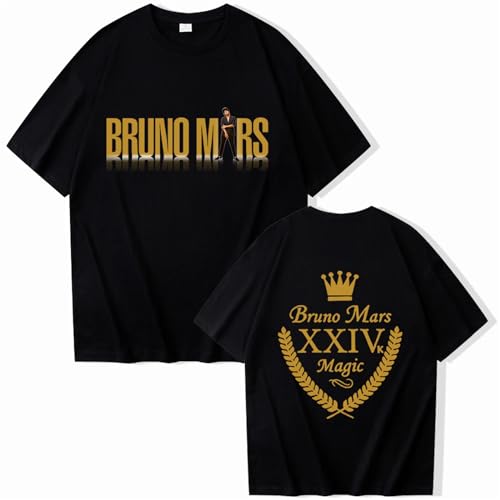 Respeto Algodón Camiseta Bruno Mars Imprimir Hip Hop Camiseta De Manga Corta Cuello Redondo Verano Casual Camisa Unisex Fan Regalo Tops XS-3XL-Black||XS