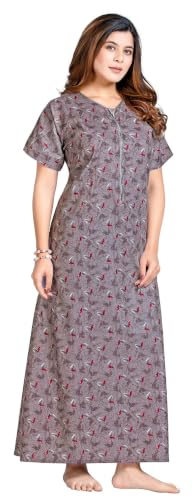 Image of PNAEONG Women's Cotton Printed Nighty Night Gown Maxi Free Size (Pack of 2)