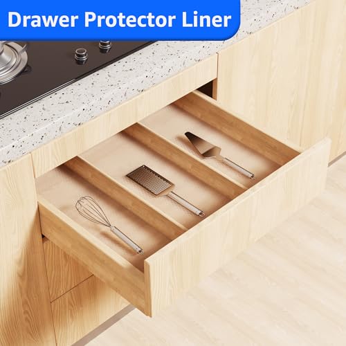 PABUSIOR Shelf Liners 11 inch Wide - Clear Easy to Cut Drawer Liners - Pre-Cut Size 11 x 360 Inch - Non-Adhesive EVA Waterproof Kitchen Cabinet Liner