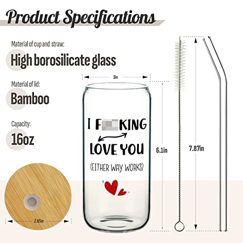 Romantic Gifts For Her, Him - Valentines Day Gift For Girlfriend Boyfriend Wife Husband Couples, Funny Present For Anniversary Birthday Christmas, I Love You Gift For Women Men, 16Oz Glass Coffee Cups #TOP4