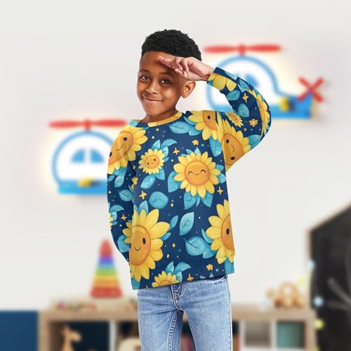 JUNZAN Cartoon Cute Sunflowers Little Girls Sweatshirts Hoodies Fleece Sweatshirt With Hoodie Athletic 4T4