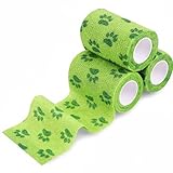 Threlaco 6 Rolls No Chew Bandage for Dogs Bitter Bandage Wrap for Dogs Wound Wrap(Green,3 Inches X 5 yd)