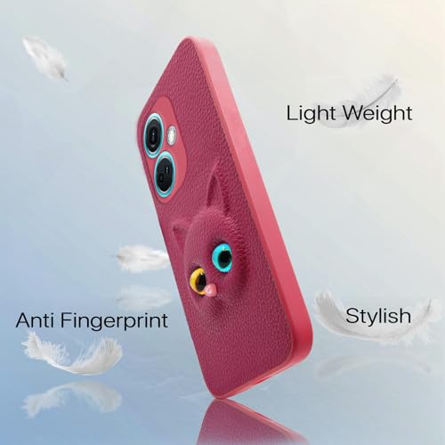 Image of Pikkme OnePlus Nord Ce 3 5g Back Cover for Girls | Cute Cat Leather Finish | Soft TPU | Case for OnePlus Nord Ce 3 5g (Pink)