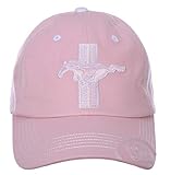 Checkered Flag Women's Ford Mustang Cap Tri-Bar Pony & Ford Logos Pink Hat