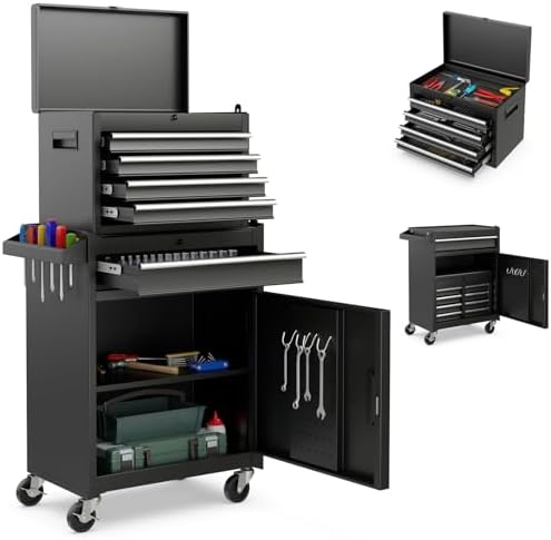 Goplus Rolling Tool Chest, 5 Drawers Tool Storage Cabinet with Un...