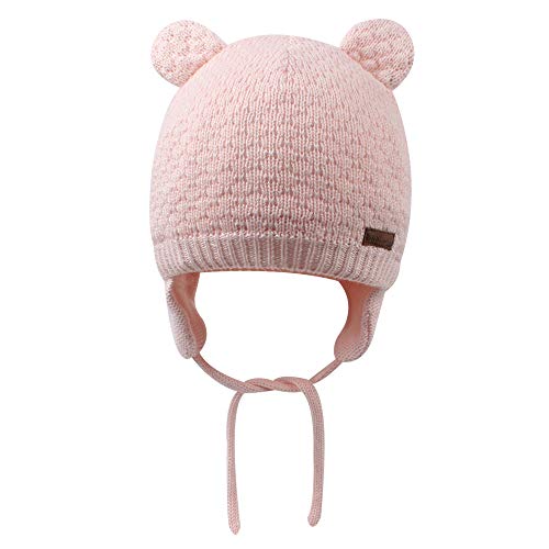 Image of BAVST Baby Beanie Hat for Winter with Earfalp Cute Bear Kids Toddler Girls Boys Warm Knit Cap 0-2Years