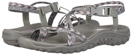 Skechers Womens Reggae-Islander - Multi-Strap Toe Thong Slingback Sandal, Grey, 10 Us #TOP6