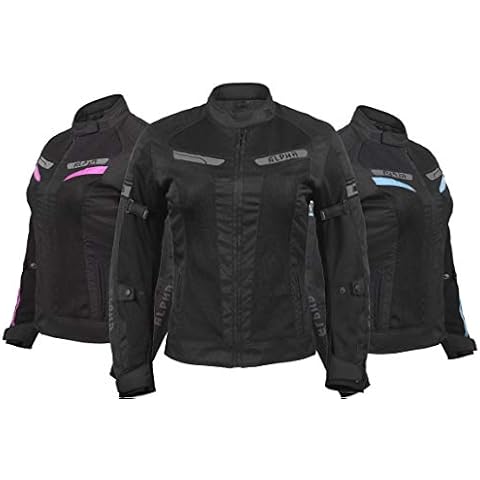 ALPHA CYCLE GEAR WOMEN'S MOTORCYCLE JACKET WOMEN RIDING MOTORBIKE CE ARMOURED ESCAPE (BLACK, 3X-LARGE) Cover