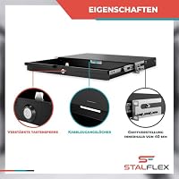STALFLEX 19 Zoll Fachboden 1HE - 19 Zoll Schublade Server Rack aus Stahl für Netzwerkschrank und Serverschrank - Traglast 15 kg - 270 cm Tiefe - Rack Zubehör – Ansicht 3